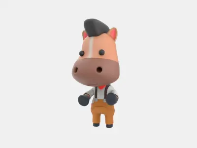 Cute Horse 3D Illustration 3D model shop