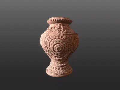 Mandala Terracotta Pot with sculpted flowers details 3D print model