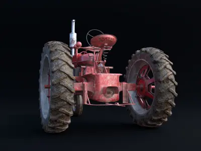 Old Tractor Model with Dirty Textures 3D model