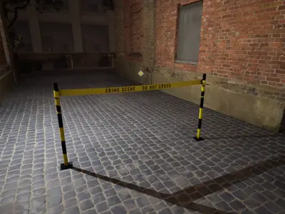 Crime Scene Police Line with Evidence Markers 4K Low-poly 3D model