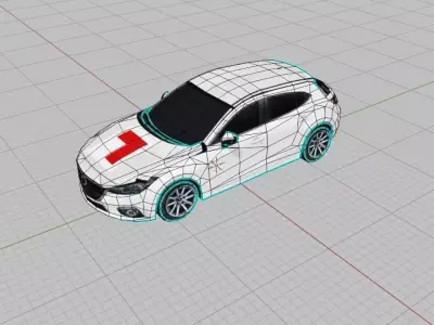 Low Poly Driving School Car Low-poly 3D model