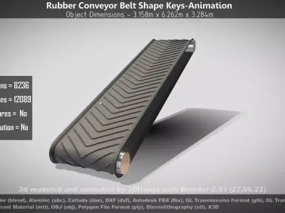 Rubber Conveyor Belt Shape Keys-Animation Low-poly 3D model