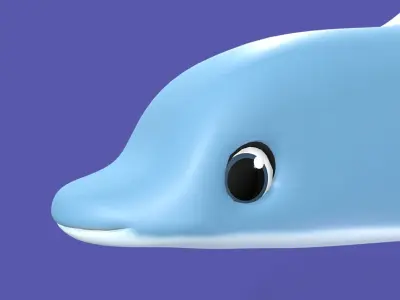 Stylized Toon Dolphin rigged Low-poly 3D model