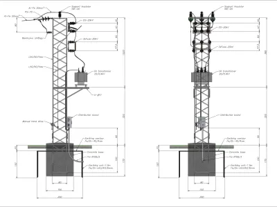 Tower transformer station Free 3D model