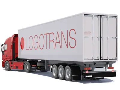 IVECO Hi-Way with Refrigerated Trailer 3D model