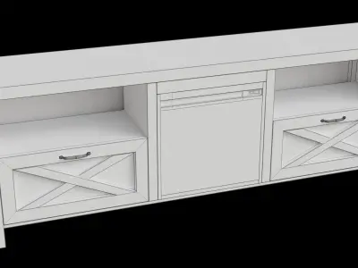 Fireplace Tv Stand Stone Grey Low-poly 3D model