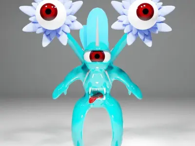 sci-fi creepy monster with big eyes 3D model