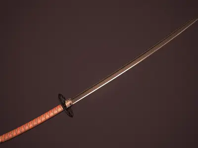 Game ready Katana samurai sword Free low-poly 3D model