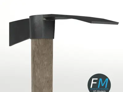 Mattock axe with handle 3D model