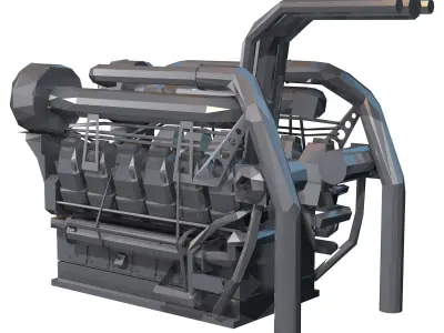 Black Engine Low Poly 3D model