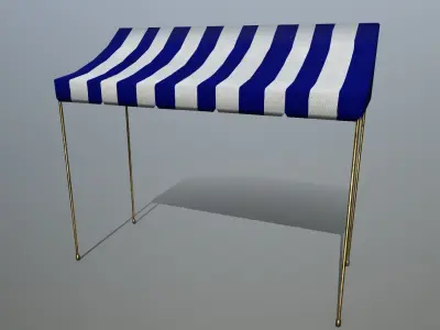 awning striped tent Low-poly 3D model