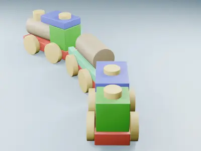 Colorful Toy Train Model Free low-poly 3D model