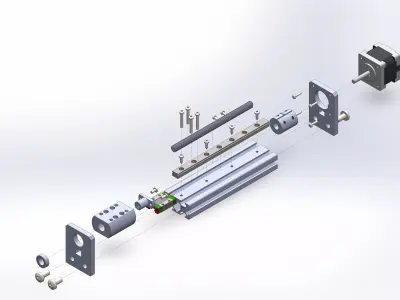 Linear actuator with trapezoidal screw Free 3D model