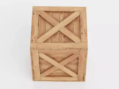 Wooden Crate V4 - Storage Box with Packaging Icons 3D model