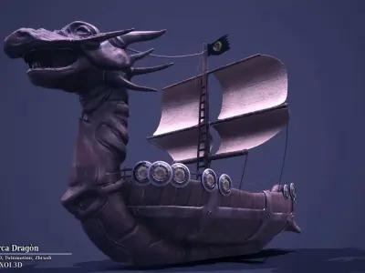 Viking ship Low-poly 3D model 4