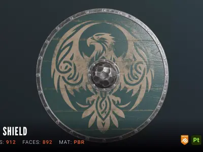 Viking Shield Low-poly 3D model 38