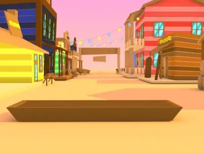 Cartoon Wild West City Free low-poly 3D model