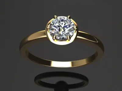 Round Halo Basket Style Dainty Engagement Ring 3D print model