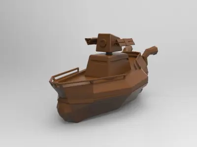 Low poly warship toy boat Low-poly 3D model