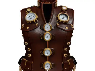 Steampunk Leather Vest Costume 3D model
