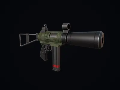 Stylized Silent Carbine Low-poly 3D model