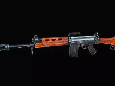 Stylized FN FAL rifle Low-poly 3D model