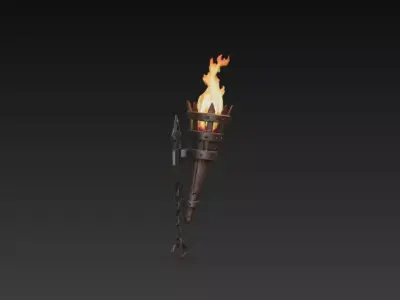 Medieval Wall Torch - PBR Low Poly Game Ready Low-poly 3D model