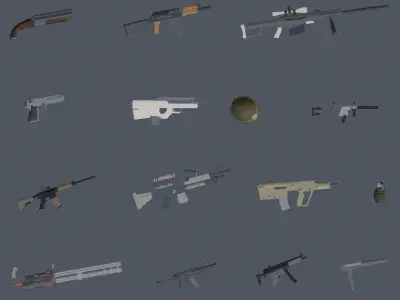 Gun Pack Low-poly 3D model