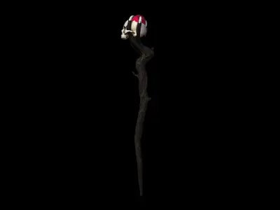 Skull Staff Low-poly 3D model