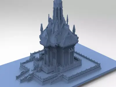 Japanese Temple Warrior Dome 3D model