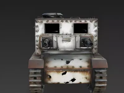 Realistic Abandoned Wrecked Light Tank 3D Model Low-poly 3D model