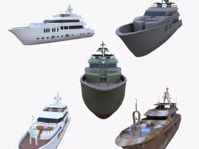 Luxury Yacht 3D Model Pack Realistic Boats Collection PBR Ready