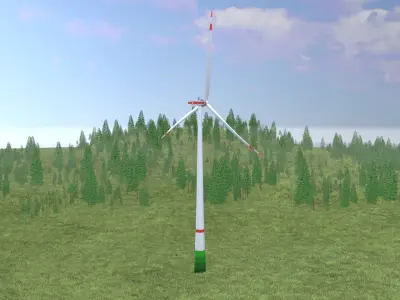 Wind turbine E1 H-163 RD 172 m with animation Low-poly 3D model
