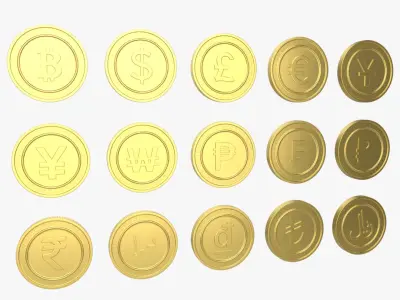 Currency Symbols Coins Collection 3D model