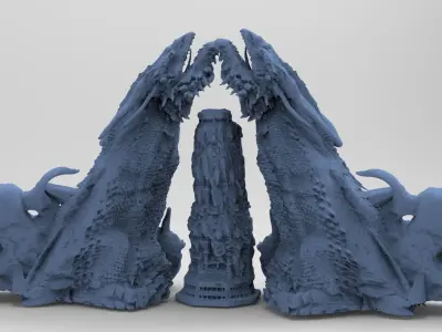 Dragon Stone Ruin Rock Arch 2 3D model