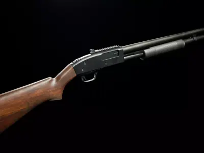 PBR - M590 Pump Action Shotgun Woodstock - Game-Ready 3D Asset Low-poly 3D model