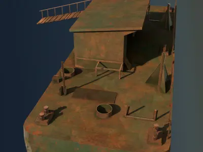 River panton  barge Low-poly 3D model