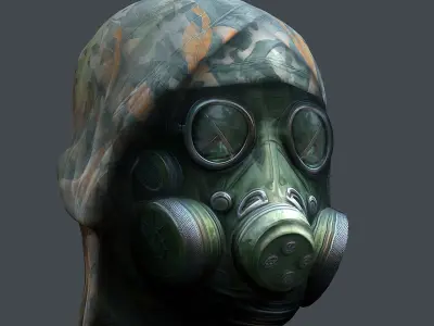 Gas mask helmet 3d model military combat fantasy cyborg Low-poly Low-poly 3D model