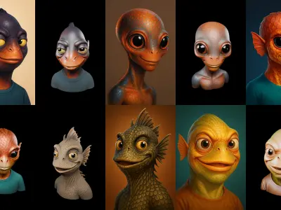 Head Fish bundle 6 pack 100 glb 3D model