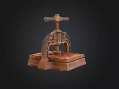 Antique Book Press Low-poly 3D model