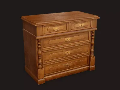 Vintage Dresser - PBR Game Ready Low-poly 3D model