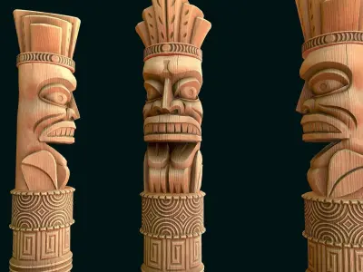 Stylized Wood Totem 6 Low-poly 3D model