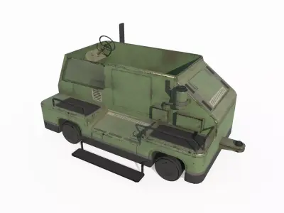Old style small trailer tractor 3D model