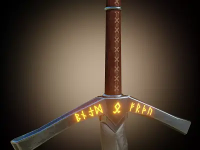Sword with runes PBR 3D model