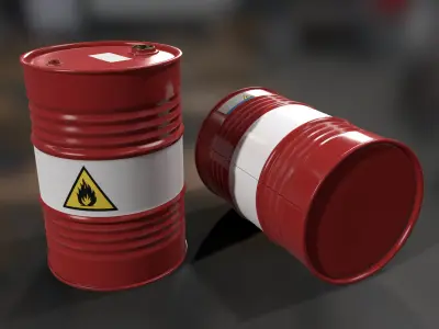 Oil Drum Low-poly 3D model 2