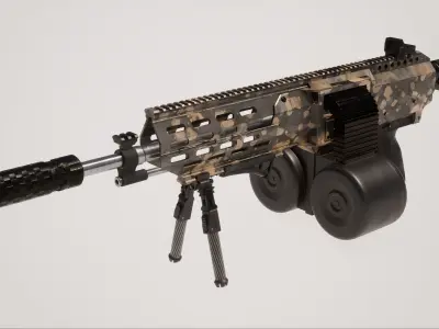Machine Gun 2 Used Low-poly 3D model