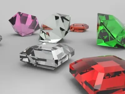 Diamonds different colored crystals Free 3D model