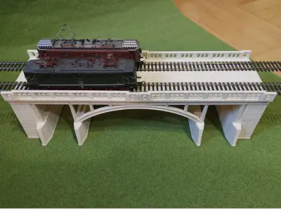 Concrete Double Track Railway Bridge 1-87 FDM 3D print model