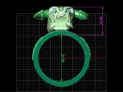  antique ring  mens Ring Minotaur with runes and diamonds 3D print model