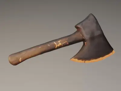 Curtision Glowing Volcanic Forged Axe - Low Poly HQ Game Asset Low-poly 3D model
